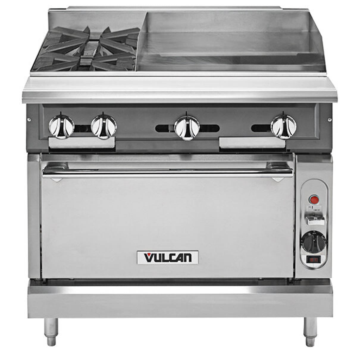 Vulcan V2BG4TC 36-Inch Commercial Gas Range — 2 Burners, Convection Oven, Thermostatic Control
