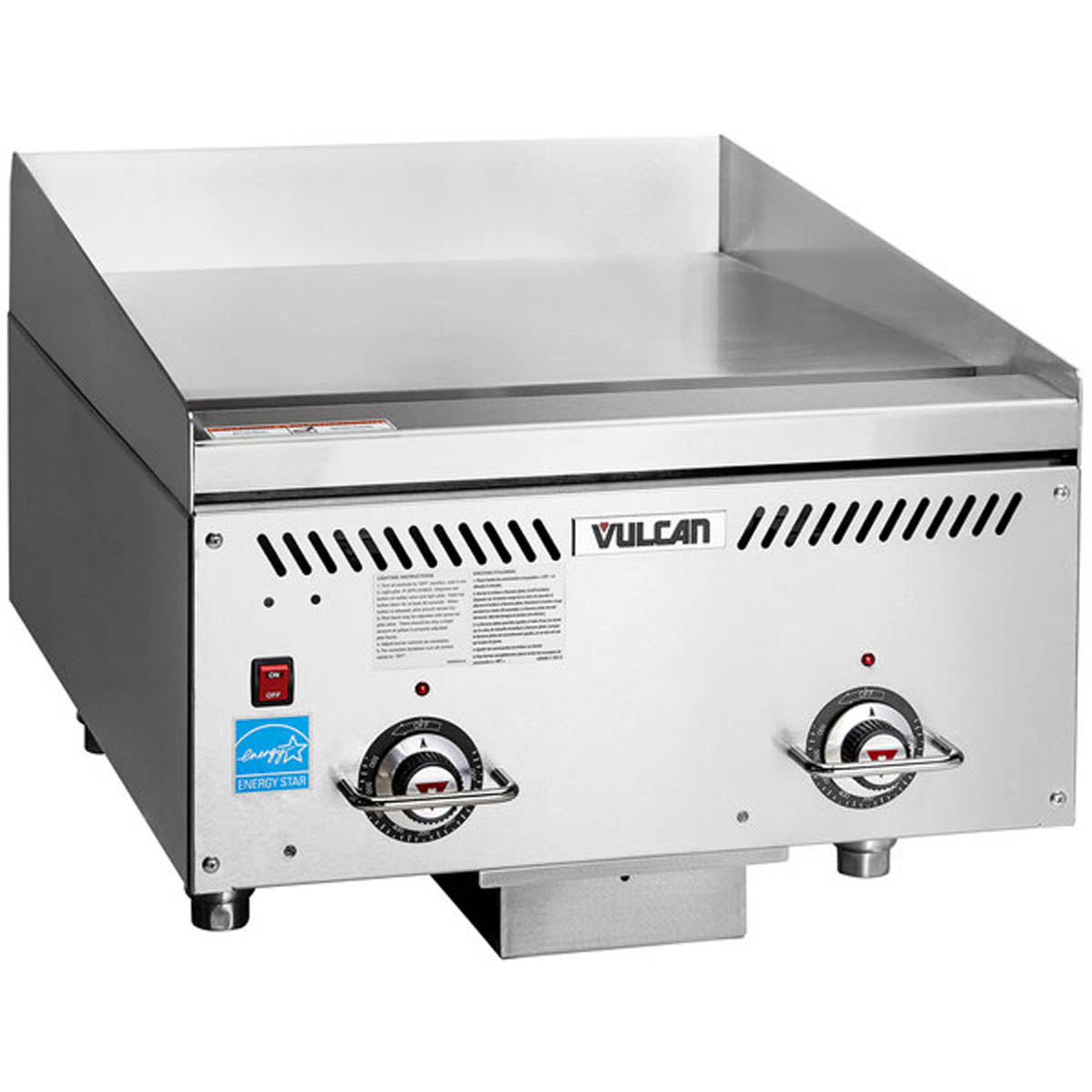 Vulcan VCCG24-AS 24-Inch Commercial Gas Griddle — 2 Burners, Thermostat / Solid State Controls