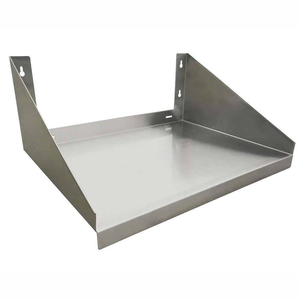 Prepline PWMS-1824 stainless steel wall-mount microwave shelf, angle view