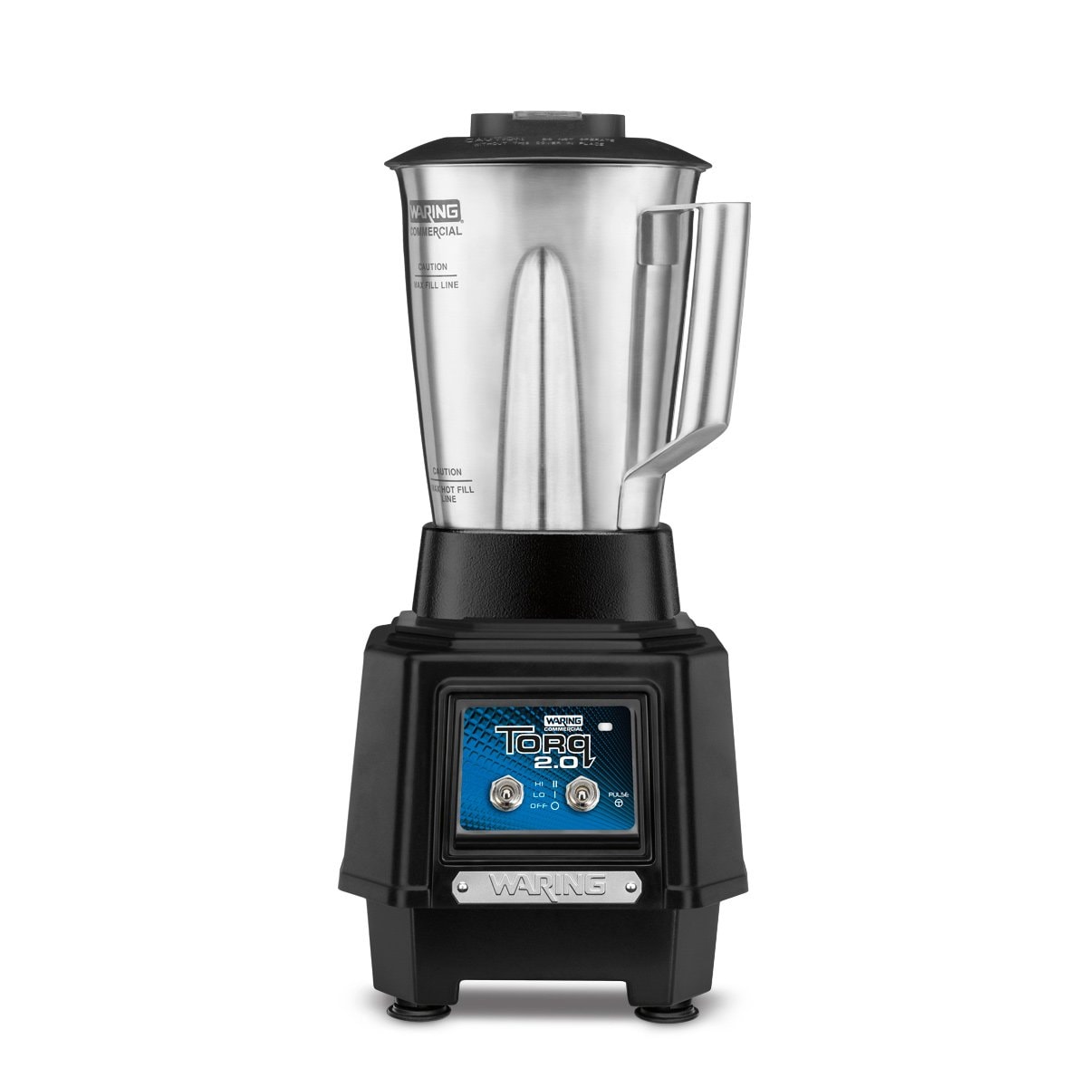 Waring TBB145S4 Torq 2.0 blender with 48 oz. stainless steel container, front view