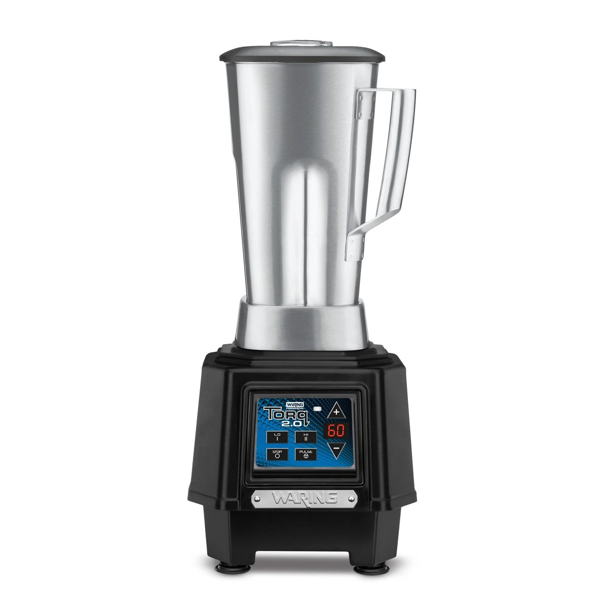 Waring TBB160S6 Torq 2.0 blender with 64 oz. stainless steel container, front view