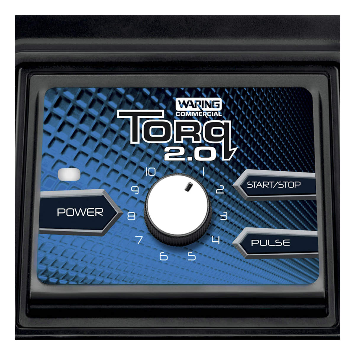 Waring TBB175P6 variable speed dial control panel, close-up