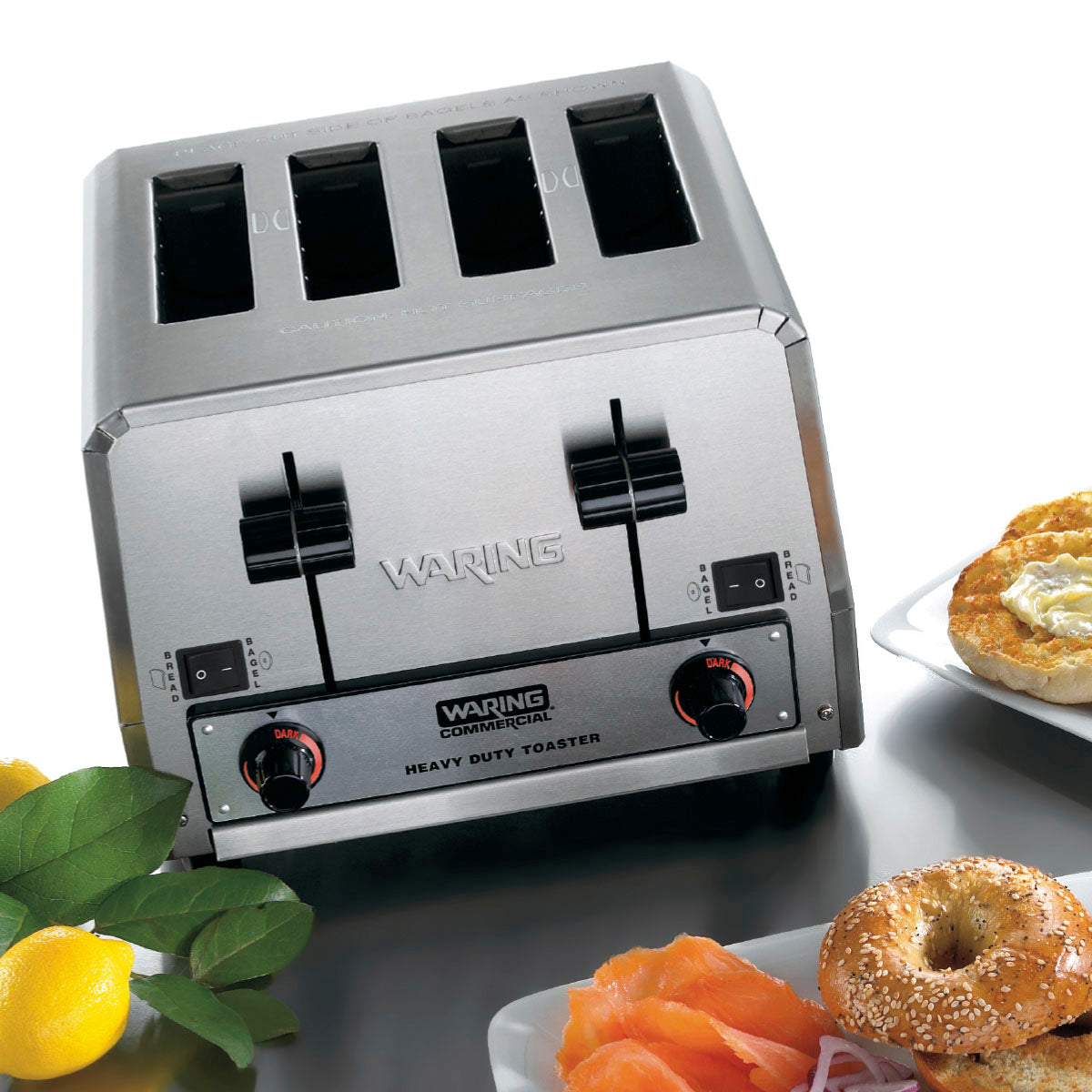 Waring WCT855 toaster with bagels, lifestyle view