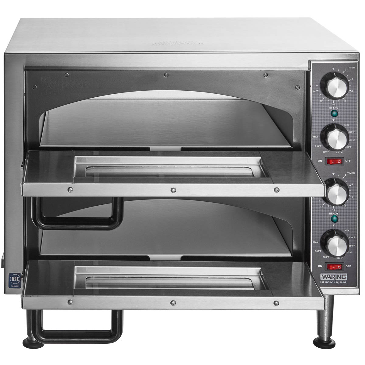Waring WPO350 pizza oven with both doors open