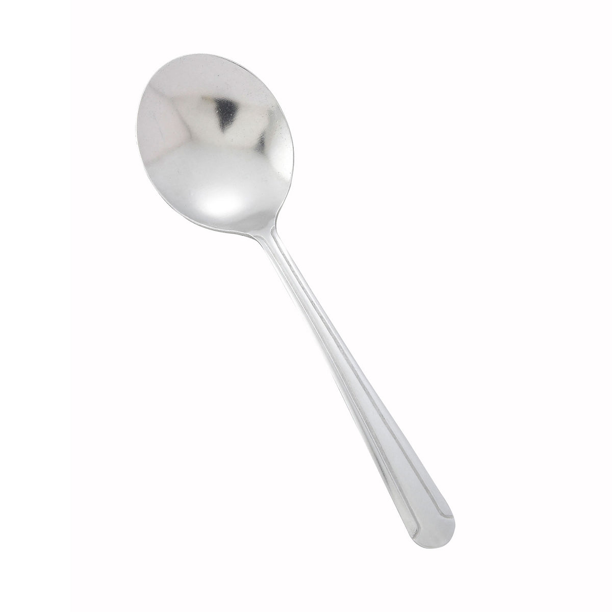 Winco 0001-04 6" Dominion Bouillon Spoon, 18/0 Stainless Steel, Vibro Finish - 1 Dozen