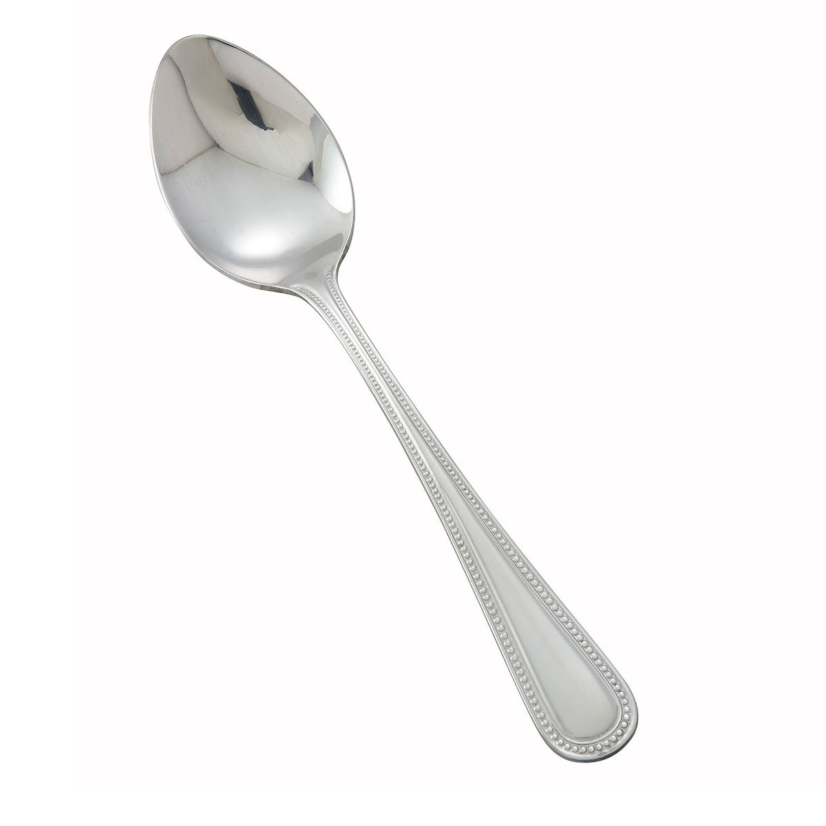 Winco 0005-03 Dinner Spoon, 7-3/8" Length, 18/0 Stainless Steel, Mirror Finish with Dots - 1 Dozen