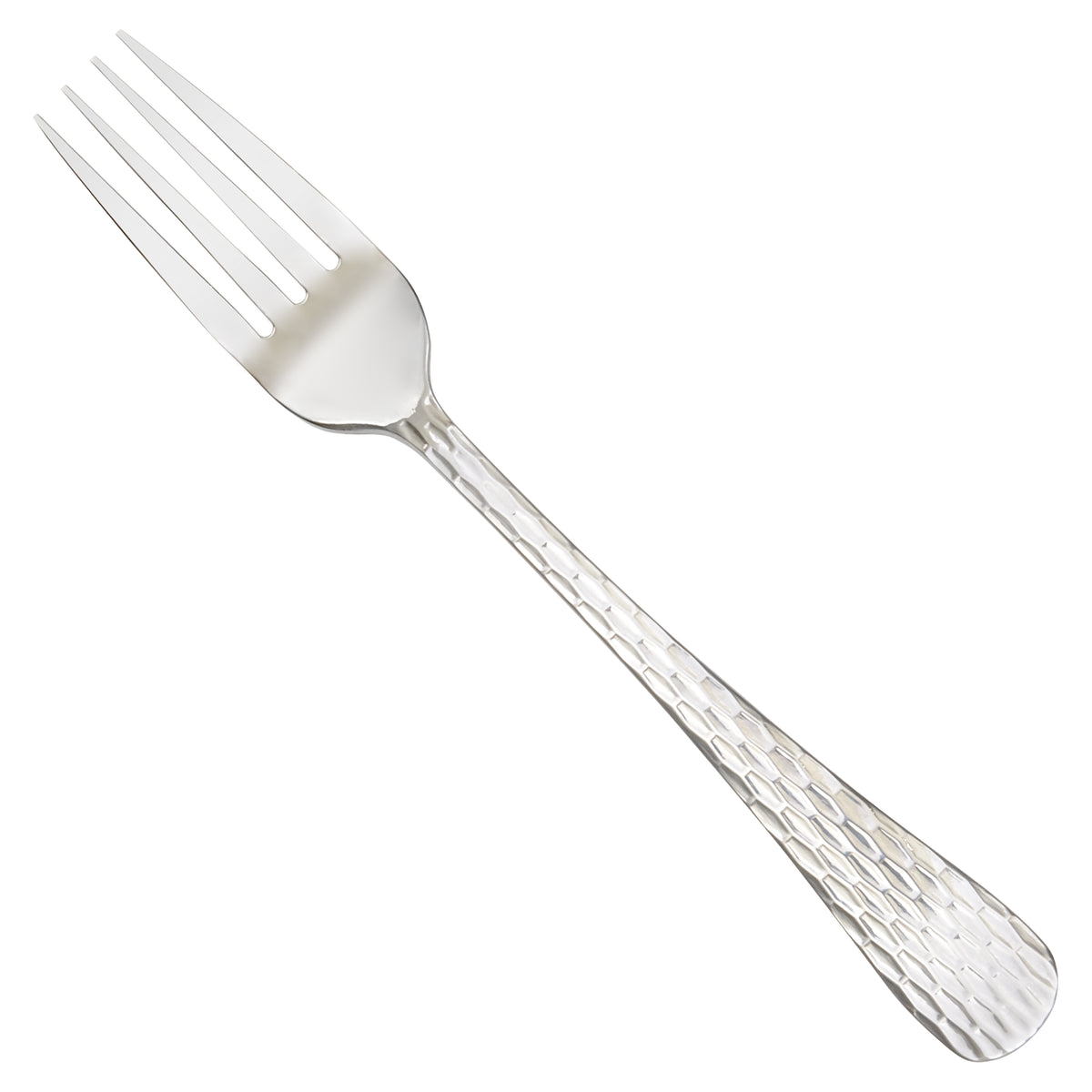 Winco 0023-06 Caspian Salad Fork, 18/0 Stainless Steel, Hammered Finish, Medium Weight - 1 Dozen | 7.4" Wide