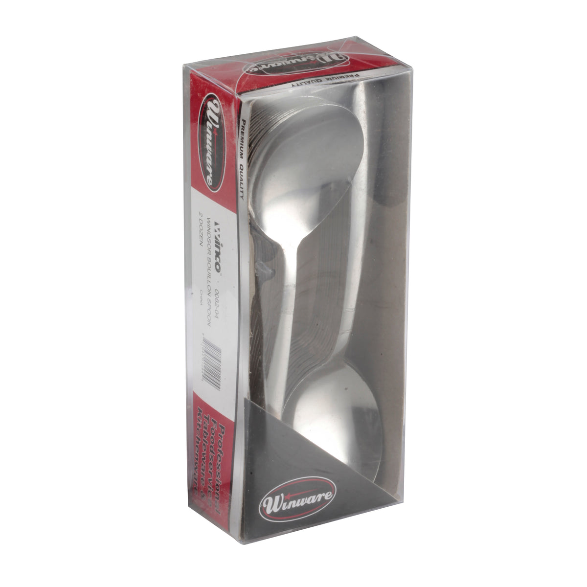 Winco 0082-04 6" Windsor Bouillon Spoon, 18/0 Stainless Steel, Medium Weight, Vibro Finish - 24/Pack