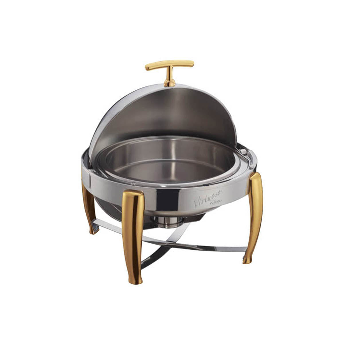 Winco 103B Virtuoso Series Stackable Round Chafer w/ 6 Qt. Capacity, Roll-Top Cover | 6 qt = 1-1/2 gal