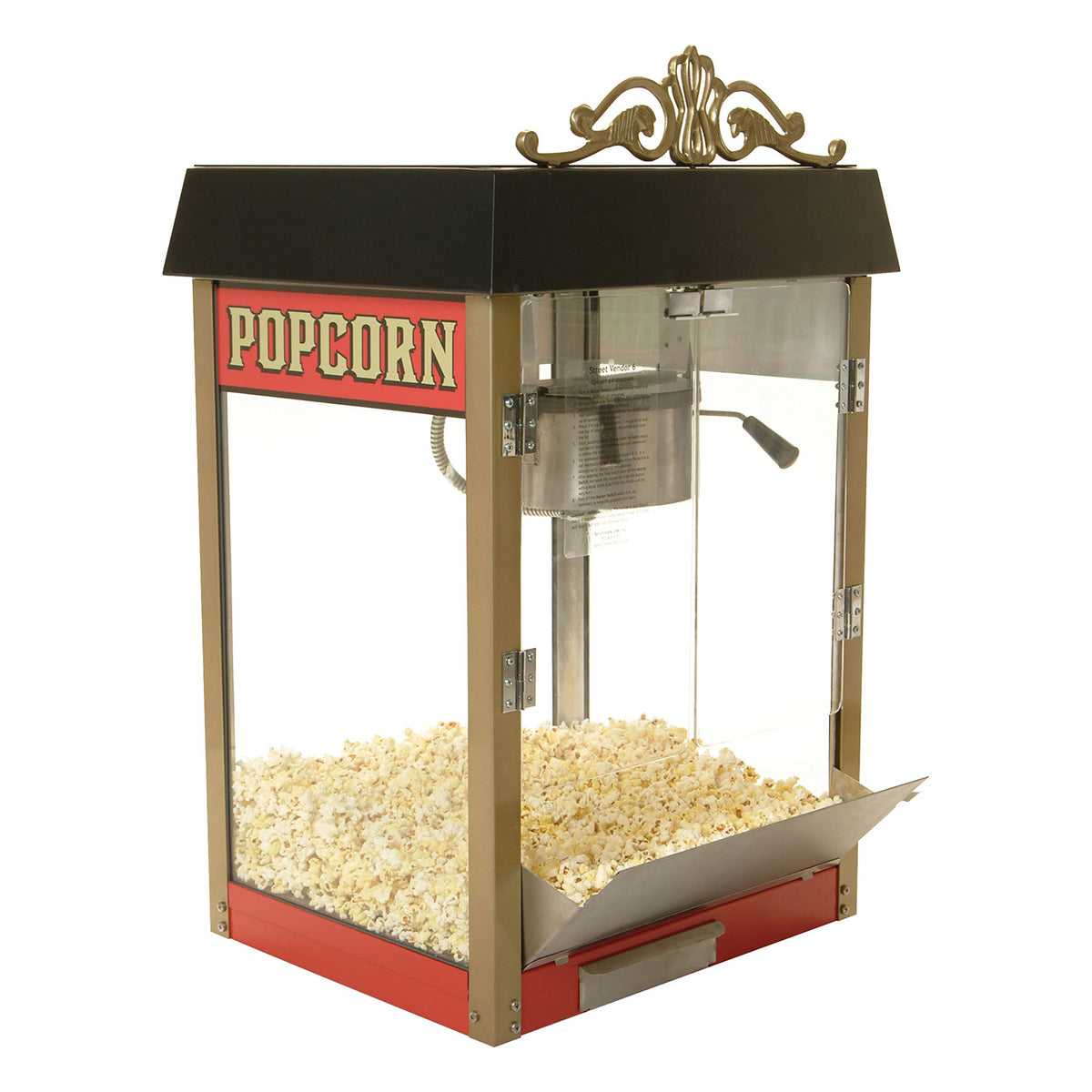 Winco 11040 21" Street Vendor 4-Oz. Popcorn Popper w/ Antique Décor, Old-Maid Drawer