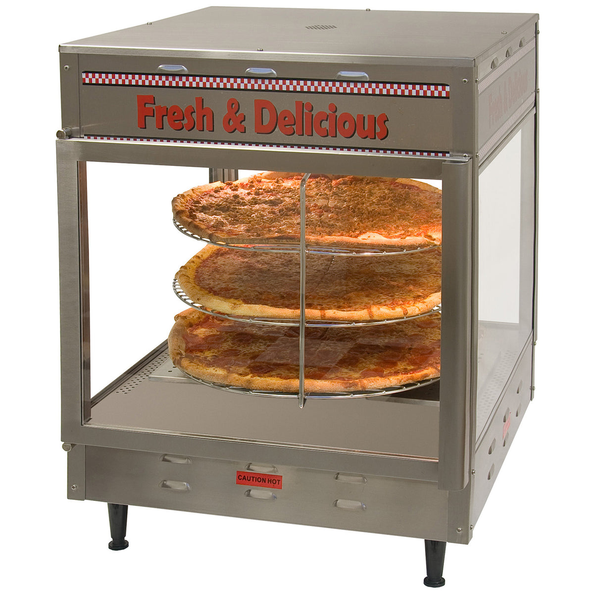 Winco 51018 24" Countertop Hot Food Display Case w/ Rotating Racks & Hooks, Pass-Thru