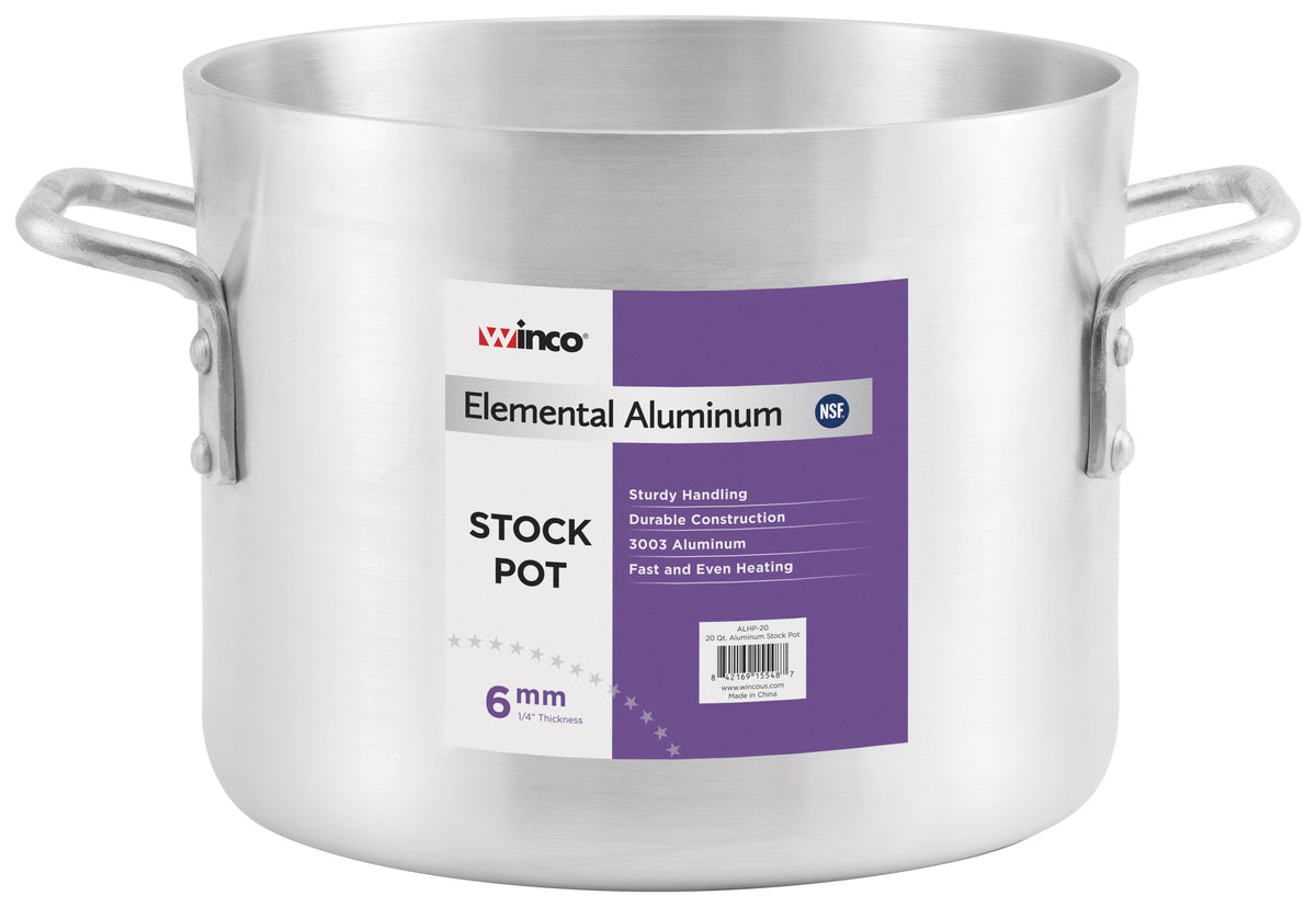 Winco ALHP-12 12 qt Elemental Stock Pot, 10-1/8" x 9-3/8" | aluminum