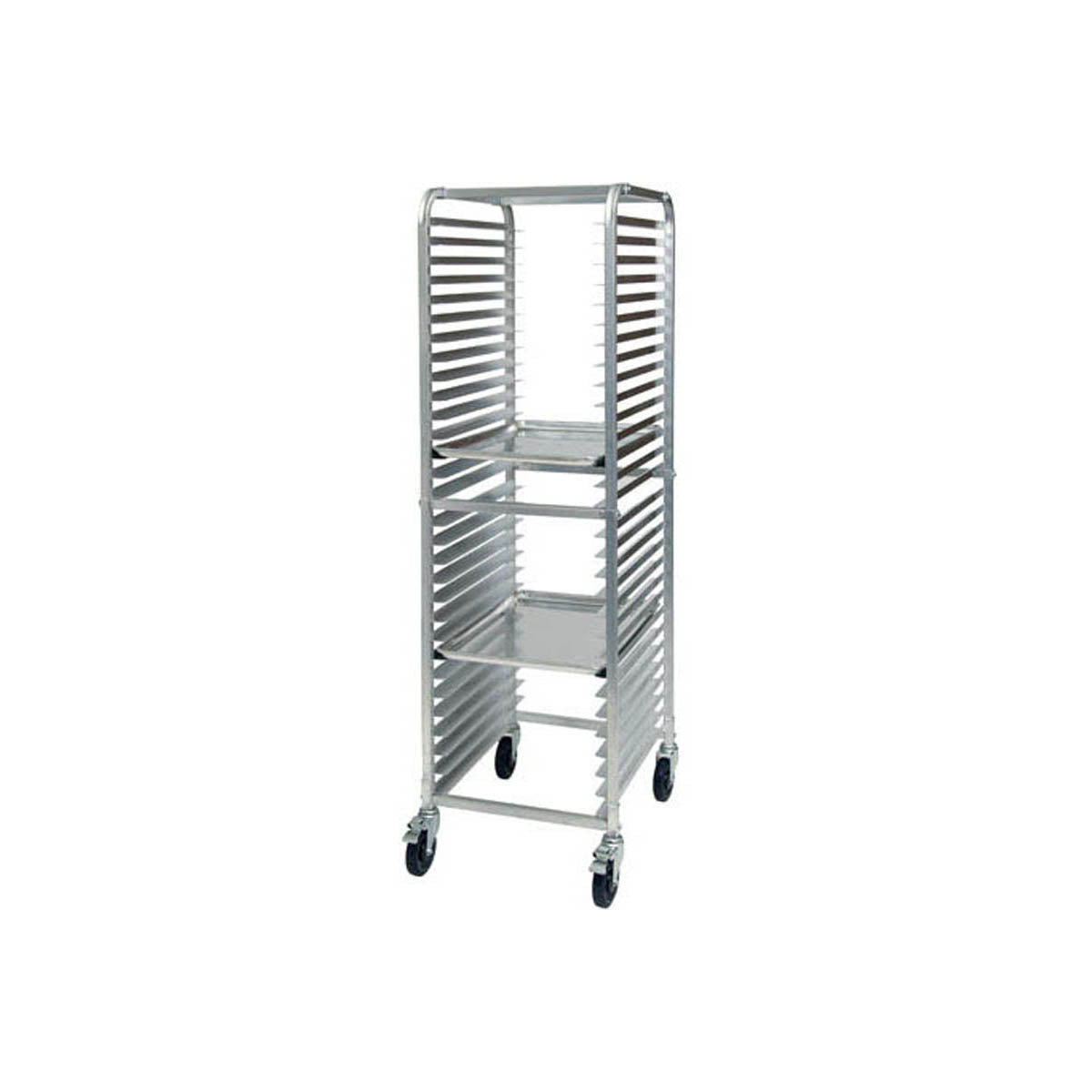 Winco ALRK-30BK Unassembled End Load Full Height Bun / Sheet Pan Rack with Brakes - 30 Pan | aluminum