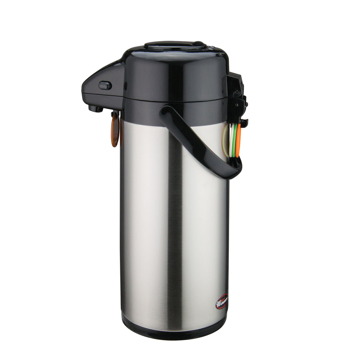 Winco APSP-925 2.5 Liter Double-wall Insulated Stainless Steel Airpot with Push Button | 2.5 L = 84 oz