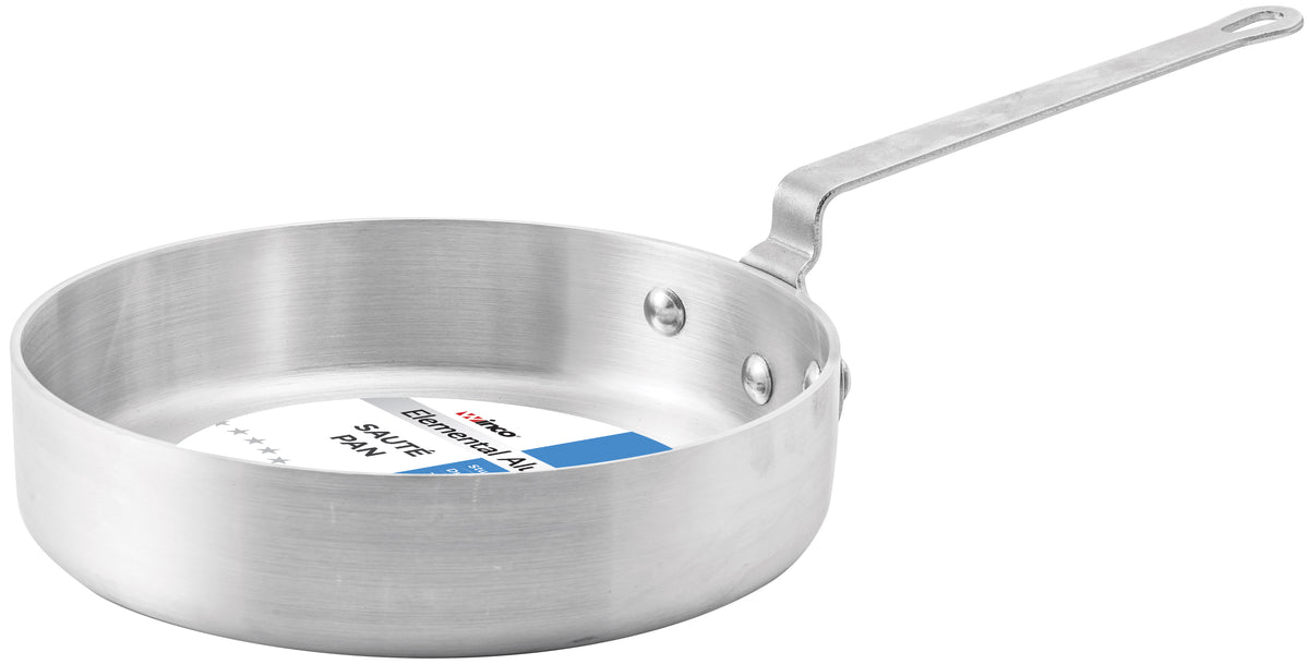 Winco ASET-5 5 Qt. Heavy-Duty Aluminum Saute Pan, 12-3/8" x 2-7/8