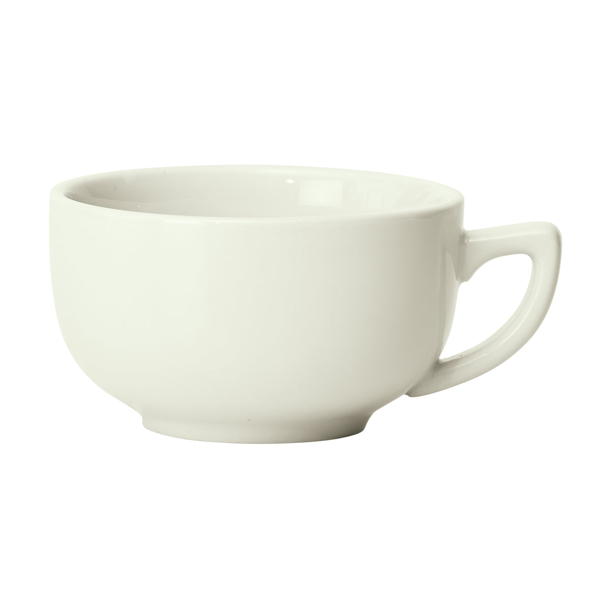 Winco BCC-14-AW 14 oz American White Porcelain Cup, 4"5 x 4"5 x 2"5, Stackable, 13-16 oz - 1 Dozen | 13 - 16 oz