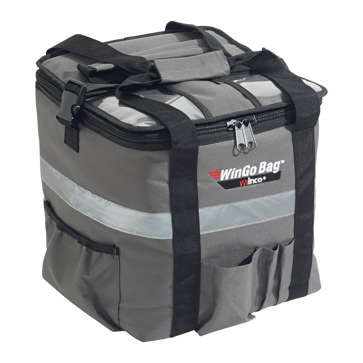 Winco BGCB-1212 Small Gray Insulated Polyester Premium Catering WinGo Bag - 12" x 12" x 12"