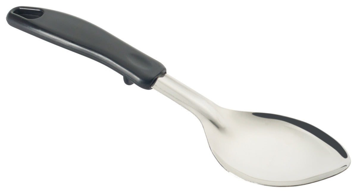 Winco BHOP-11 11" Solid Basting Spoon w/ Black Polypropylene Handle | stainless steel