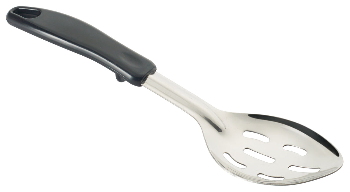 Winco BHSP-11 11" Slotted Basting Spoon With Stop Hook Polypropylene Handle | stainless steel