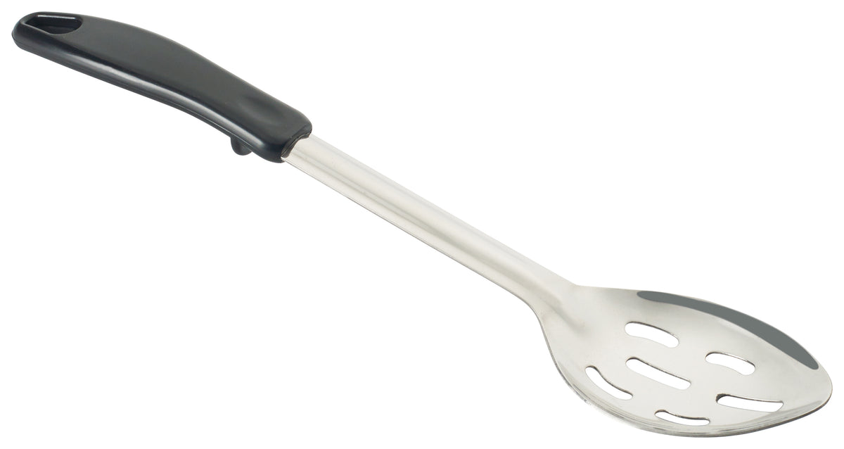 Winco BHSP-13 13" Slotted Stainless Steel Basting Spoon with Black Polypropylene Handle