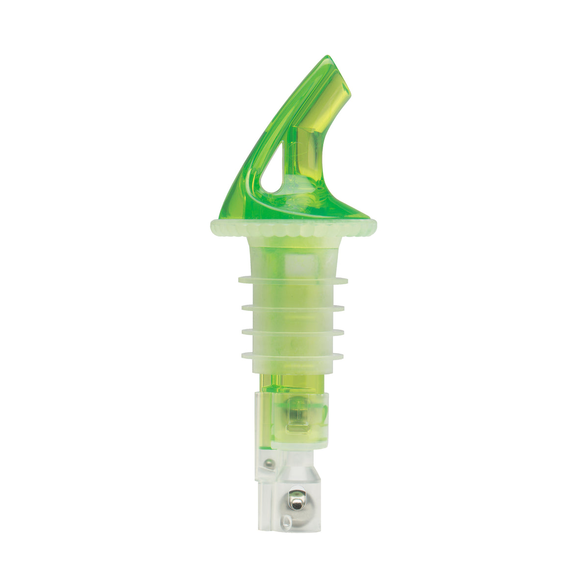 Winco BMP-2125G-PKG Bar Maid Liquor Pourers, 1-1/4 oz, Green Plastic, No Collar, Wide Cork - 2/Pack | 0" Wide