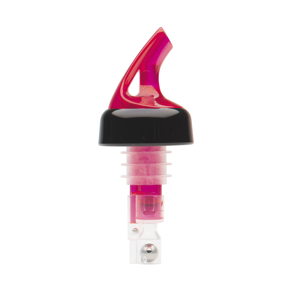Winco BMP-3100R Bar Maid 1 oz Liquor Pourers, Red Spout, Black Collar, Plastic - 12/Pack
