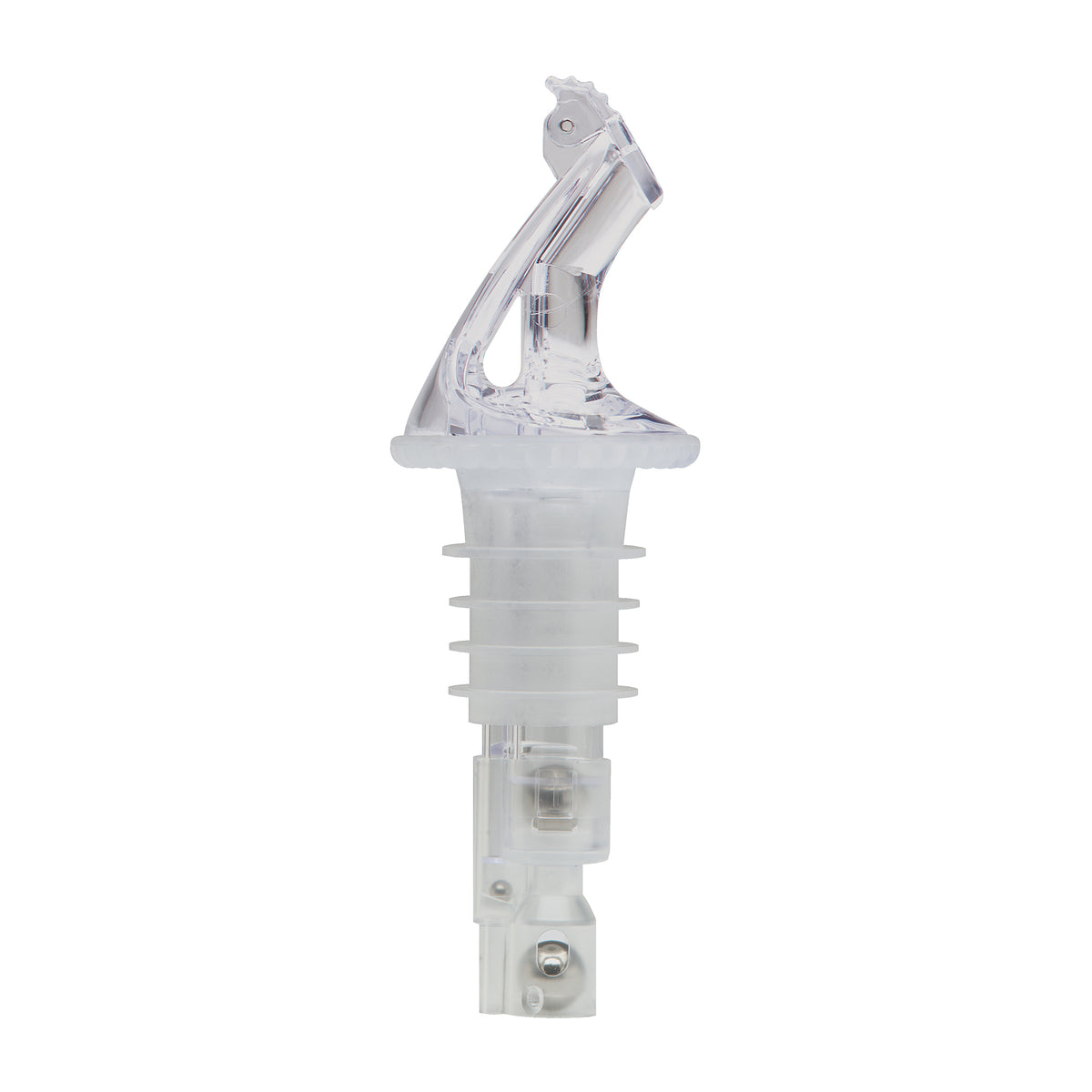 Winco BMP-4125C Bar Maid Liquor Pourer, 1 1/4 oz Clear Plastic, No Collar, Flip-Top - 12/Pack | 1-1/4 oz