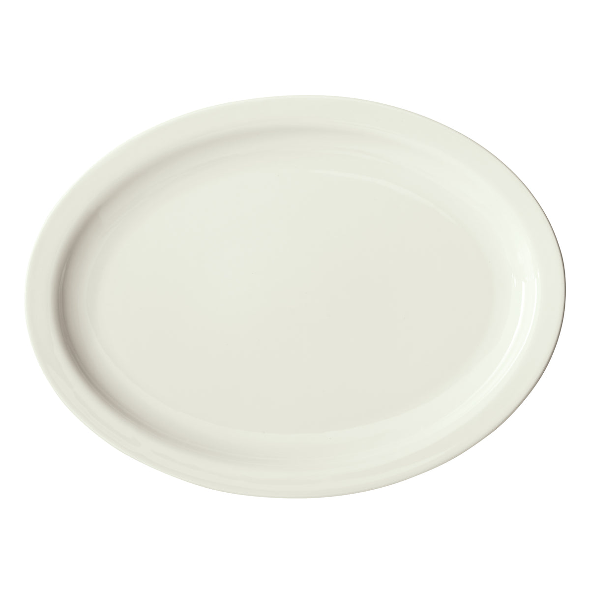 Winco BPO-13NR-AW Oval Porcelain Platter, 13" x 10-1/8" x 1-1/8", American White, Narrow Rim - 1 Dozen
