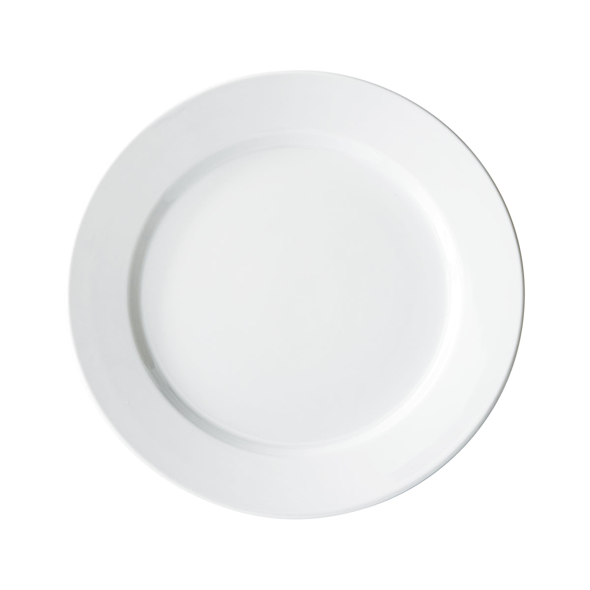 Winco BPR-12RE Birkhall Porcelain Plate, 12" Dia x 1-1/4" H, Round Rolled Edge, White - 1 Dozen