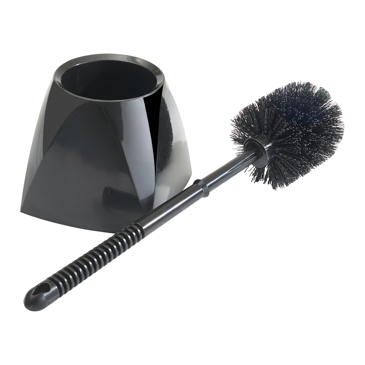 Winco BR-15SET-B Toilet Bowl Brush with Caddy, Heavy-Duty Plastic Construction, Black Finish, Set | 15.75" Wide