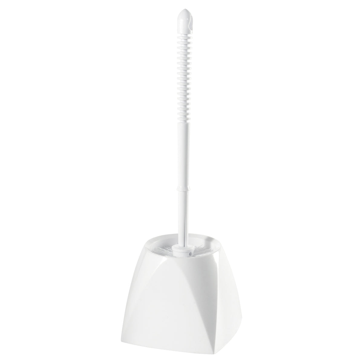 Winco BR-15SET Toilet Brush & Caddy Set, 15" OAL Brush, 4-1/2" Plastic Caddy, White Polypropylene