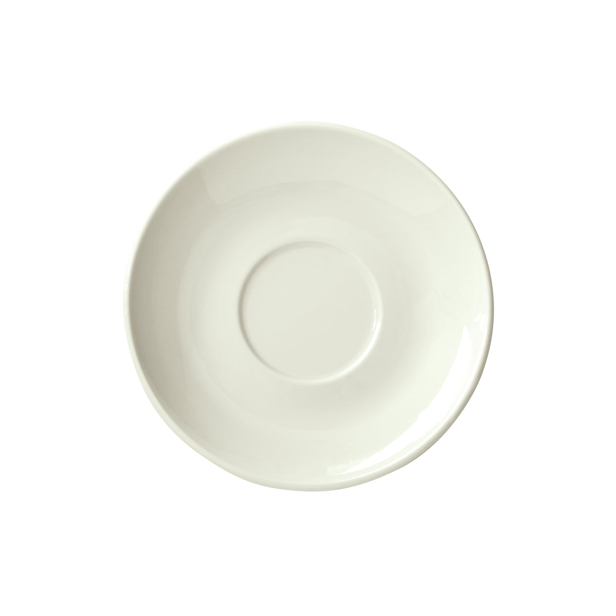 Winco BSC-45RE-AW China Saucer, 4.5" Diameter x 0.75" Porcelain, American White Finish - 1 Dozen