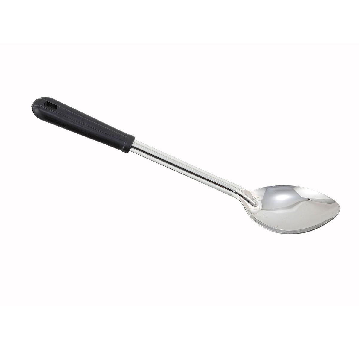 Winco BSOB-13 13" Solid Basting Spoon with Black Rounded Bakelite Handle | stainless steel & plastic