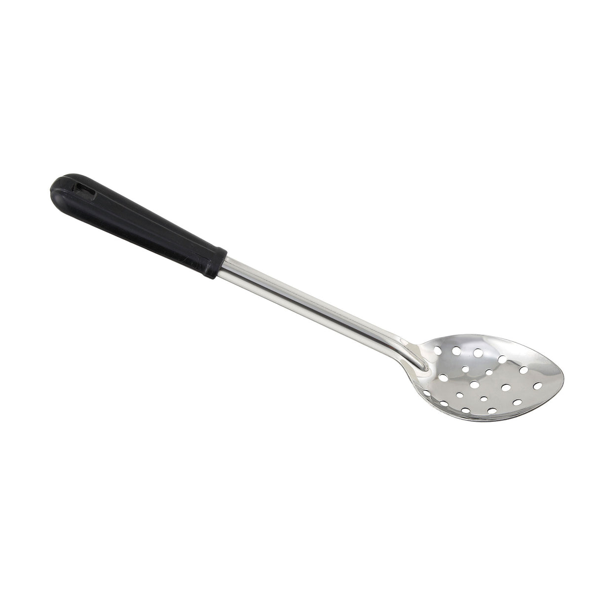 Winco BSPB-13 13" Perforated Stainless Steel Basting Spoon with Black Coated Handle | stainless steel & plastic