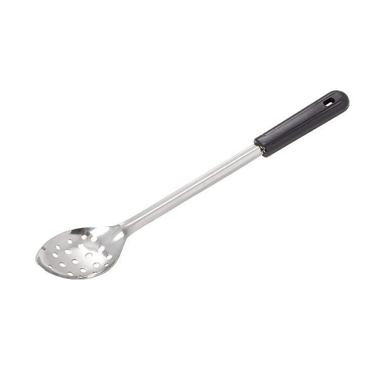 Winco BSPB-15 15" Perforated Basting Spoon with Black Rounded Bakelite Handle | stainless steel & plastic