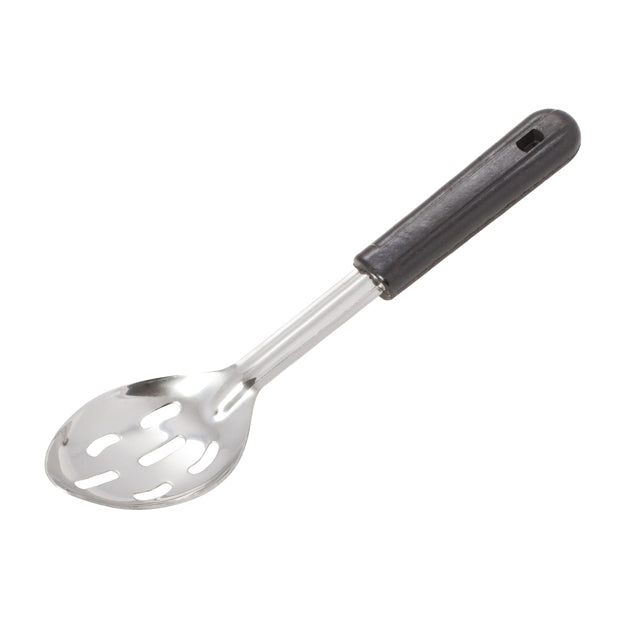Winco BSSB-11 11" Slotted Basting Spoon, Black Rounded Bakelite Handle | stainless steel & plastic