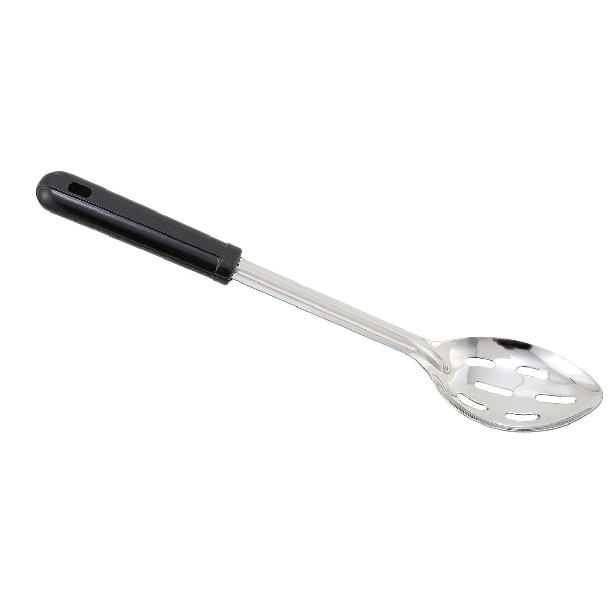 Winco BSSB-13 13" Slotted Basting Spoon w/ Black Rounded Bakelite Handle | stainless steel & plastic