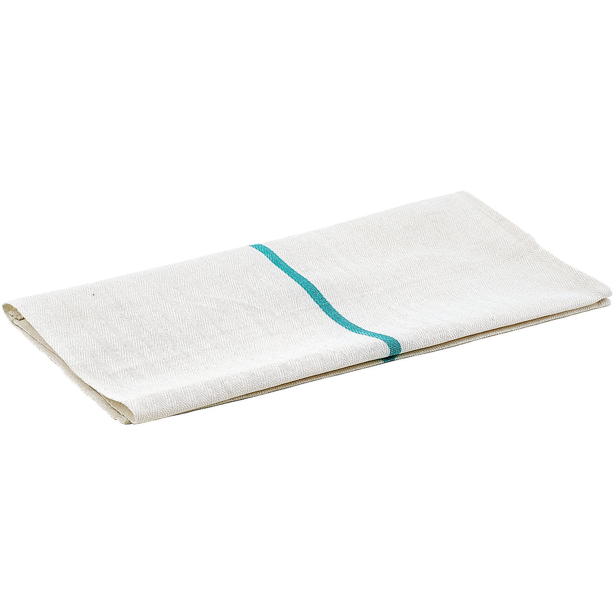 Winco BTH-2028G Herringbone Towel, 20" x 28", White with Green Stripe, Lint-Free, 70% Cotton/30% Polyester, Dozen Pack