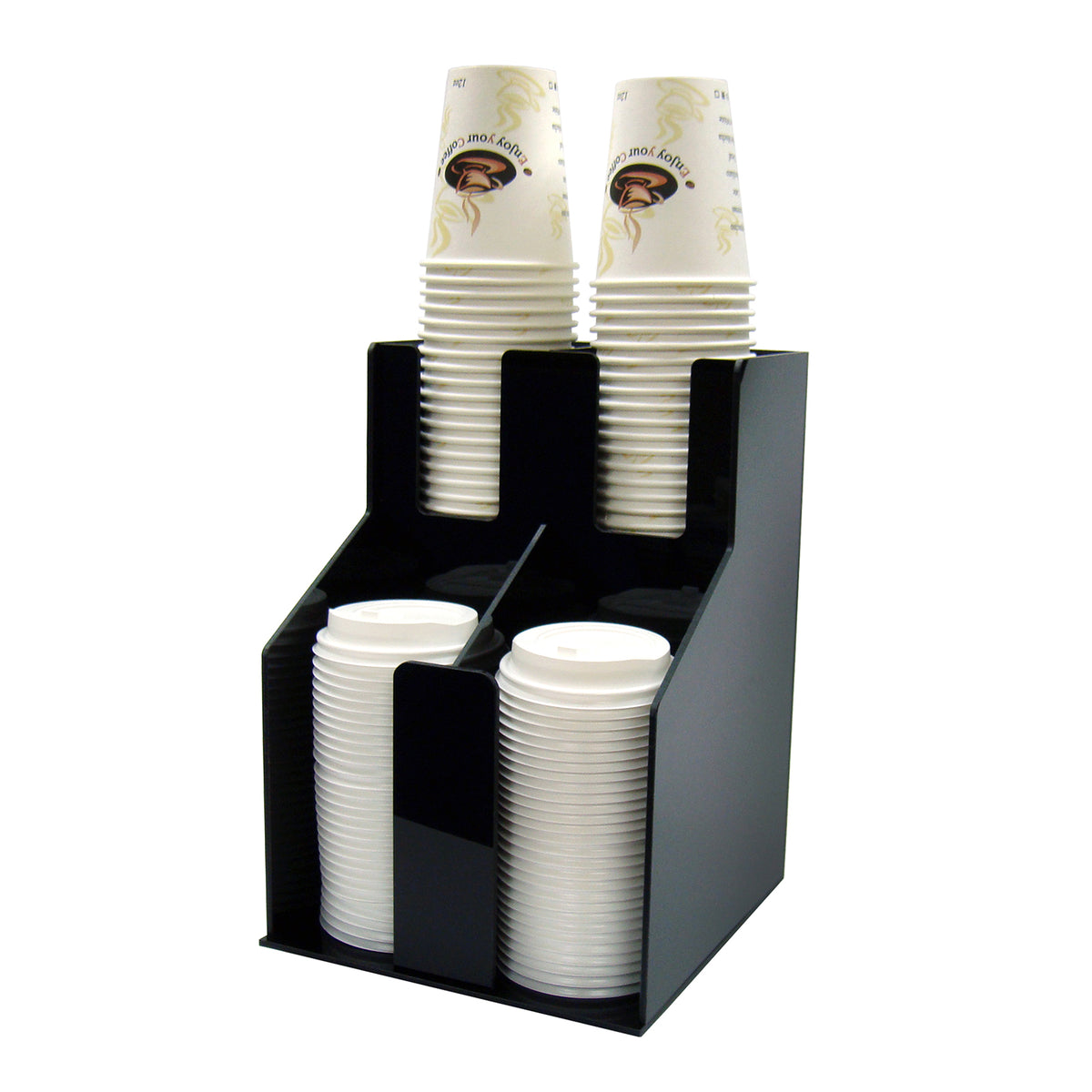 Winco CLO-2D Black 2 Tier 2 Stack Plastic Cup and Lid Organizer | 8.5" Wide