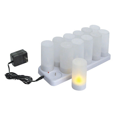 Winco CLR-12S Flameless Tealight Set, 12 1.5" Dia x 1.5" H Recharge Tealights, Cups, Charger