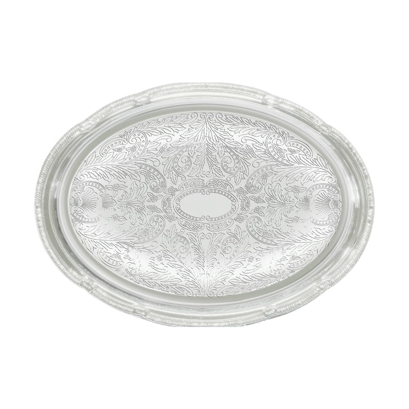 Winco CMT-1318 Oval Chrome Serving Tray, 18-3/4" x 13 | chrome plated
