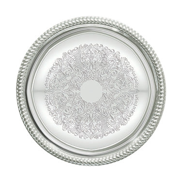 Winco CMT-14 Round Chrome-Plated Buffet Catering Tray, 14" dia. | chrome plated