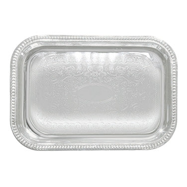 Winco CMT-2014 Rectangular Chrome Serving Tray, 20" X 14" | chrome plated