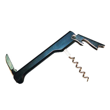 Winco CO-512 Italian-Made Black Waiters Cork Screw with Foil Knife | 0" Wide