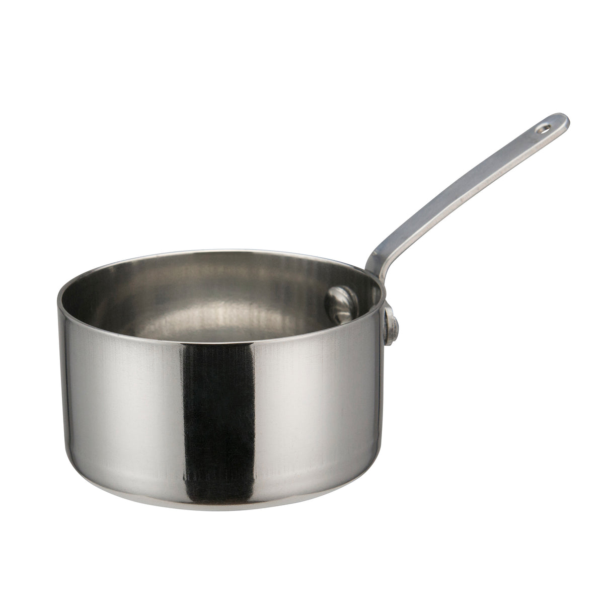 Winco DCWA-103S 7 oz. 3-1/8" Diameter Mini Sauce Pan Serving Dish w/ Handle - Stainless Steel | 1 - 16 oz