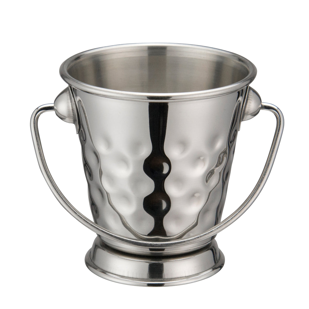 Winco DDSA-101S 3" x 3 1/8" Hammered Stainless Steel Mini Pail with Handle | 1 qt (and under)