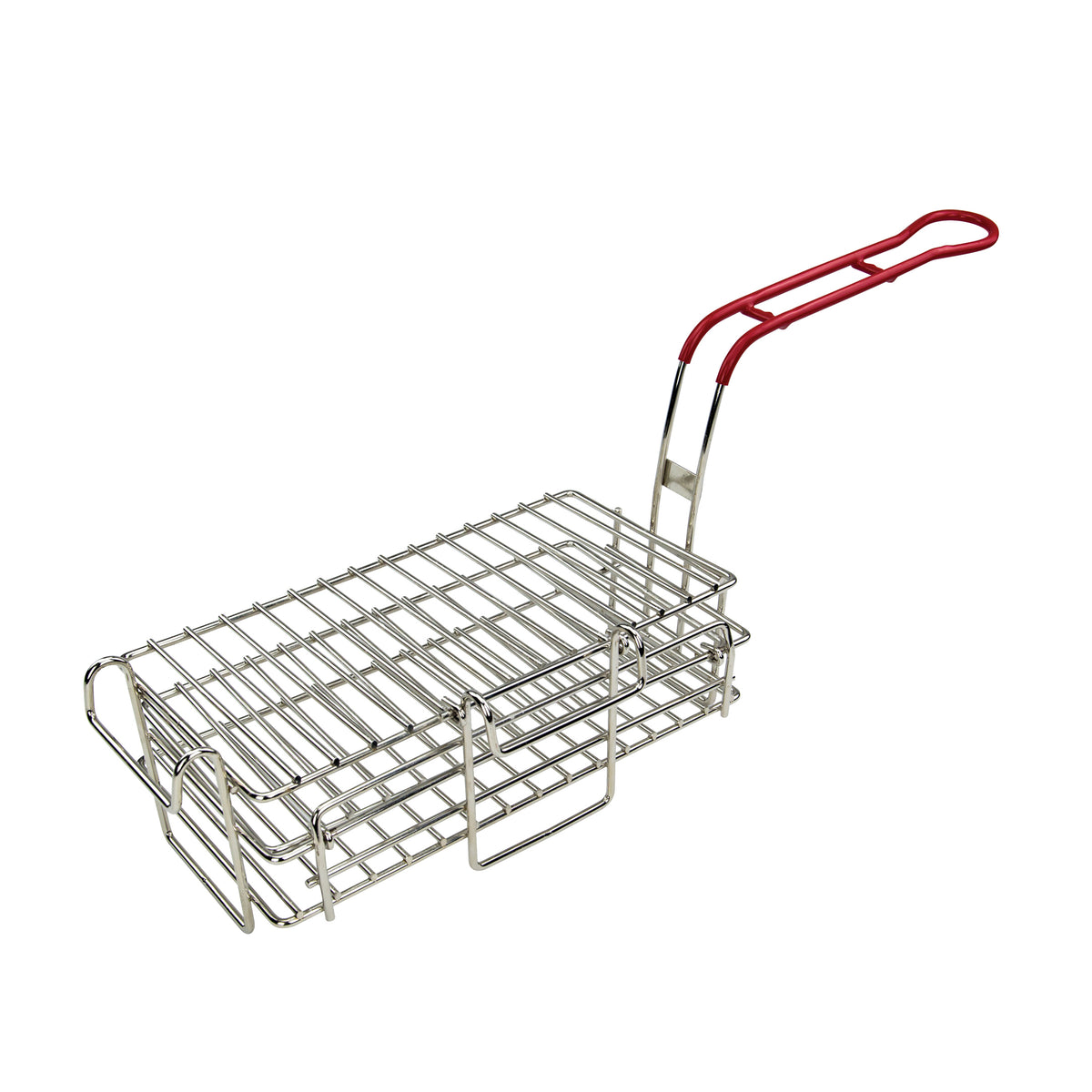 Winco FB-03 Rectangular Chimichanga / Burrito Fry Basket with Red Handle | aluminum housing
