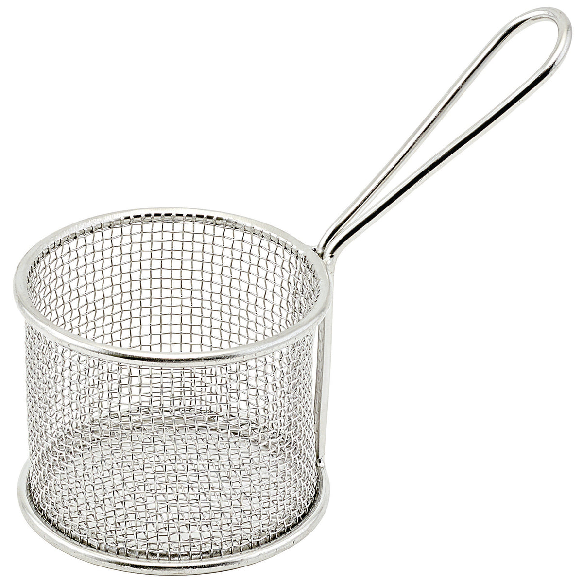 Winco FBM-32R 3-3/4" Round Stainless Steel Mini Fry Basket / Dishwasher Safe