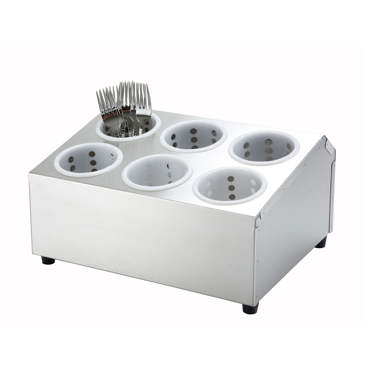 Winco FC-6H 6 Hole Stainless Steel Flatware Cylinder Holder | 0" Wide