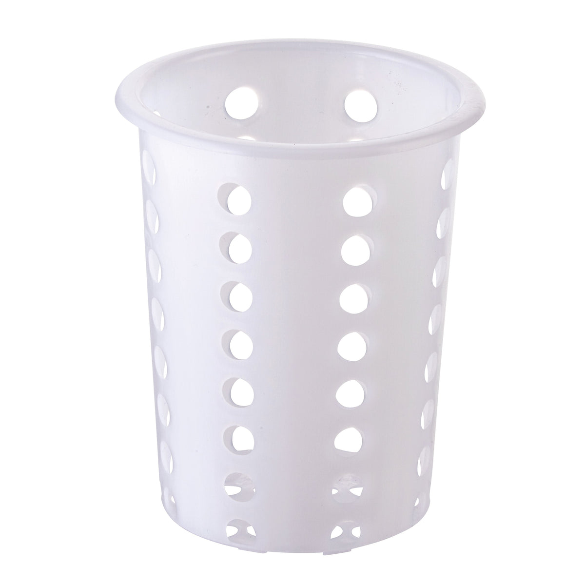 Winco FC-PL 5"H White Plastic Perforated Flatware Cylinder